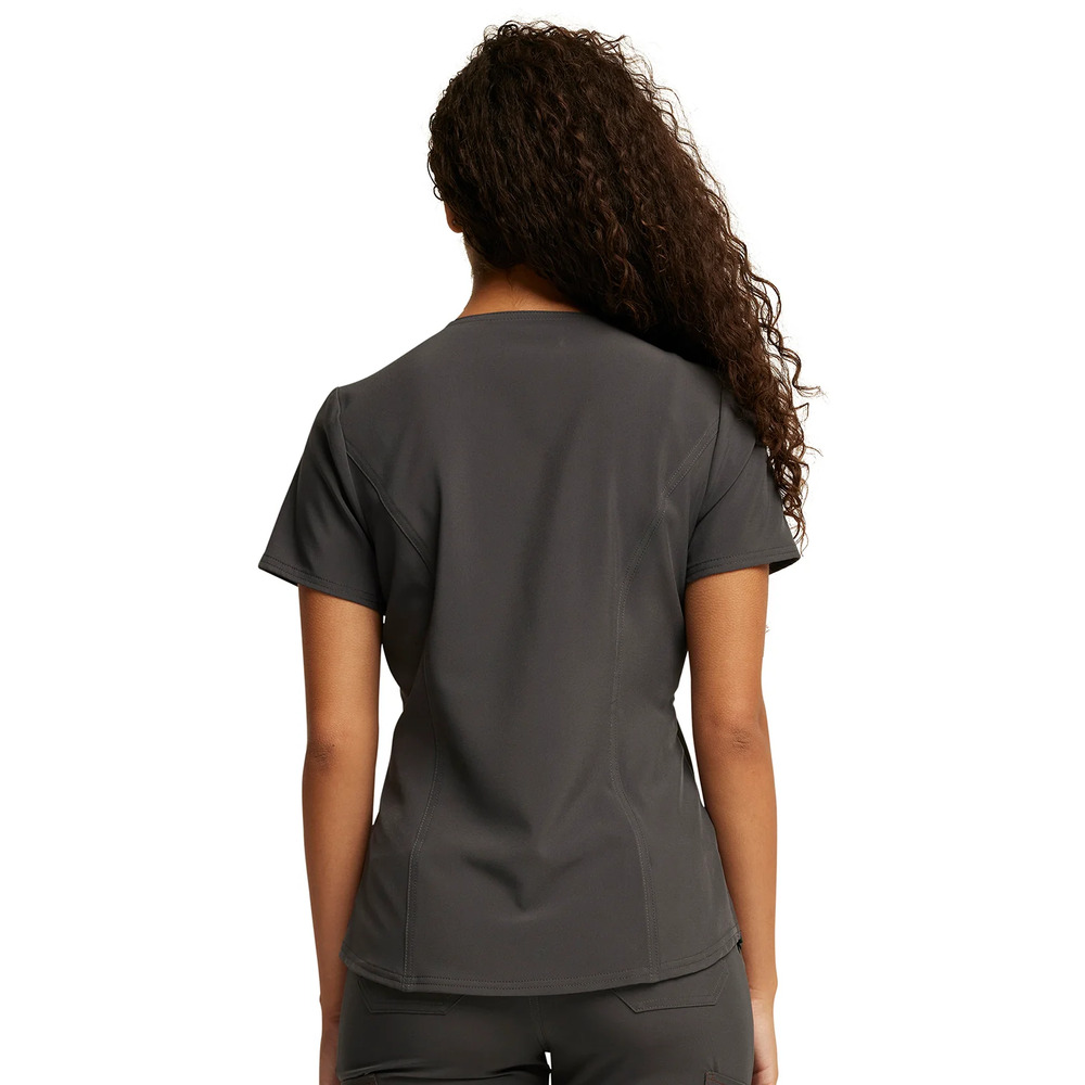 Dickies Riveting Women's Pewter Gray V-Neck Tuckable Scrub Top - Picture 2 of 5